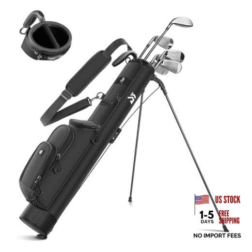 Lightweight Sunday Golf Stand Bag, Small Par 3 Carry Bag with Cooler Black