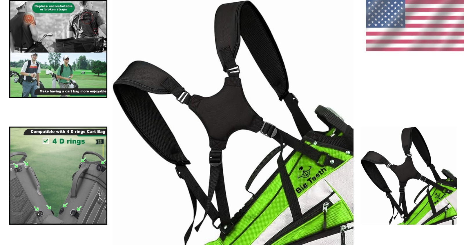 Replacement Double Shoulder Strap for Golf Bags