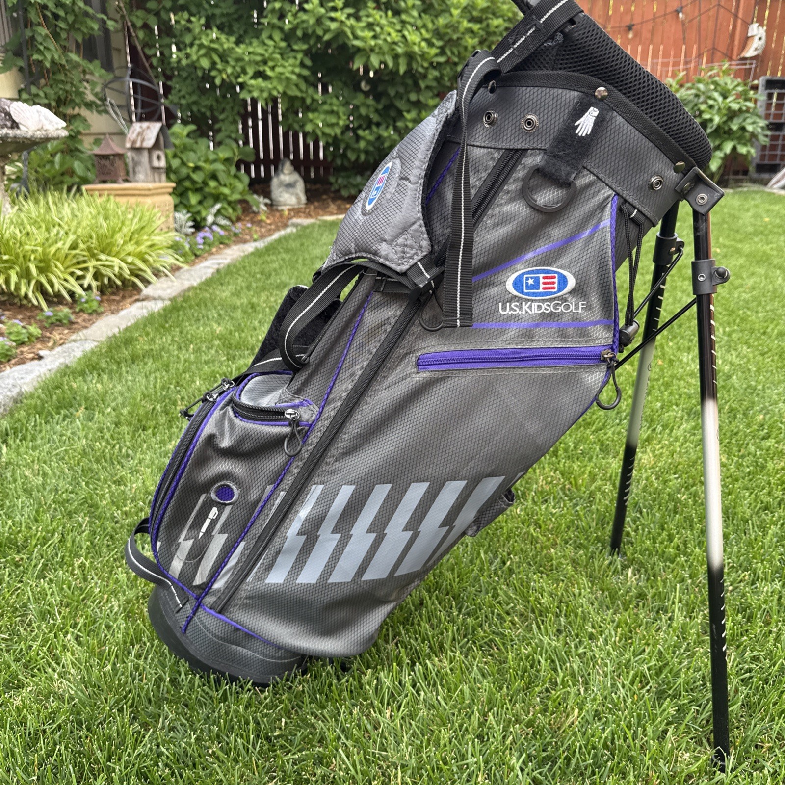 USKG US Kids 4 Way Stand Golf Bag Ultralight UL54 Black Gray Purple Youth Junior