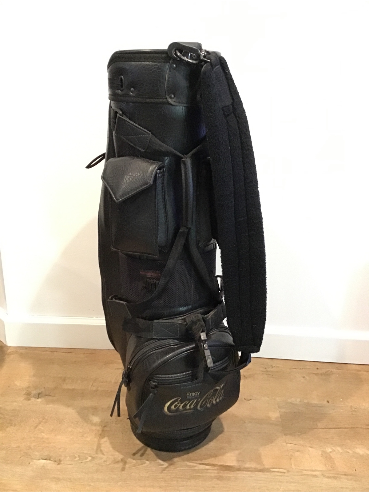 Coca-Cola Golf bag by Belding Sports Black Soft Faux Leather 8″
