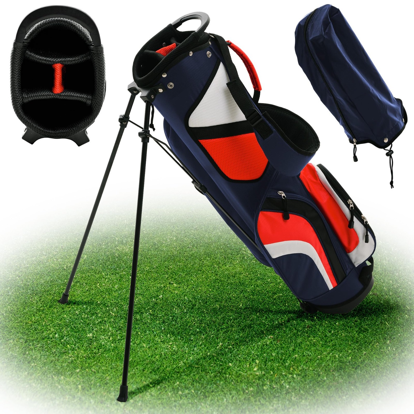 Lightweight Golf Stand Bag – 3 lbs, 4-Way Divider, Water-Repellent Carry Case, R