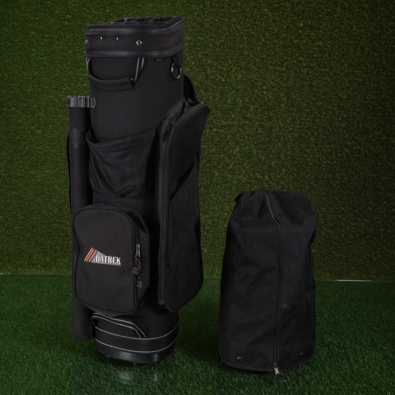 Datrek Cart Golf Bag Black 14-Way Divider Putter Well W/ Rain Hood ~ Very Nice!!