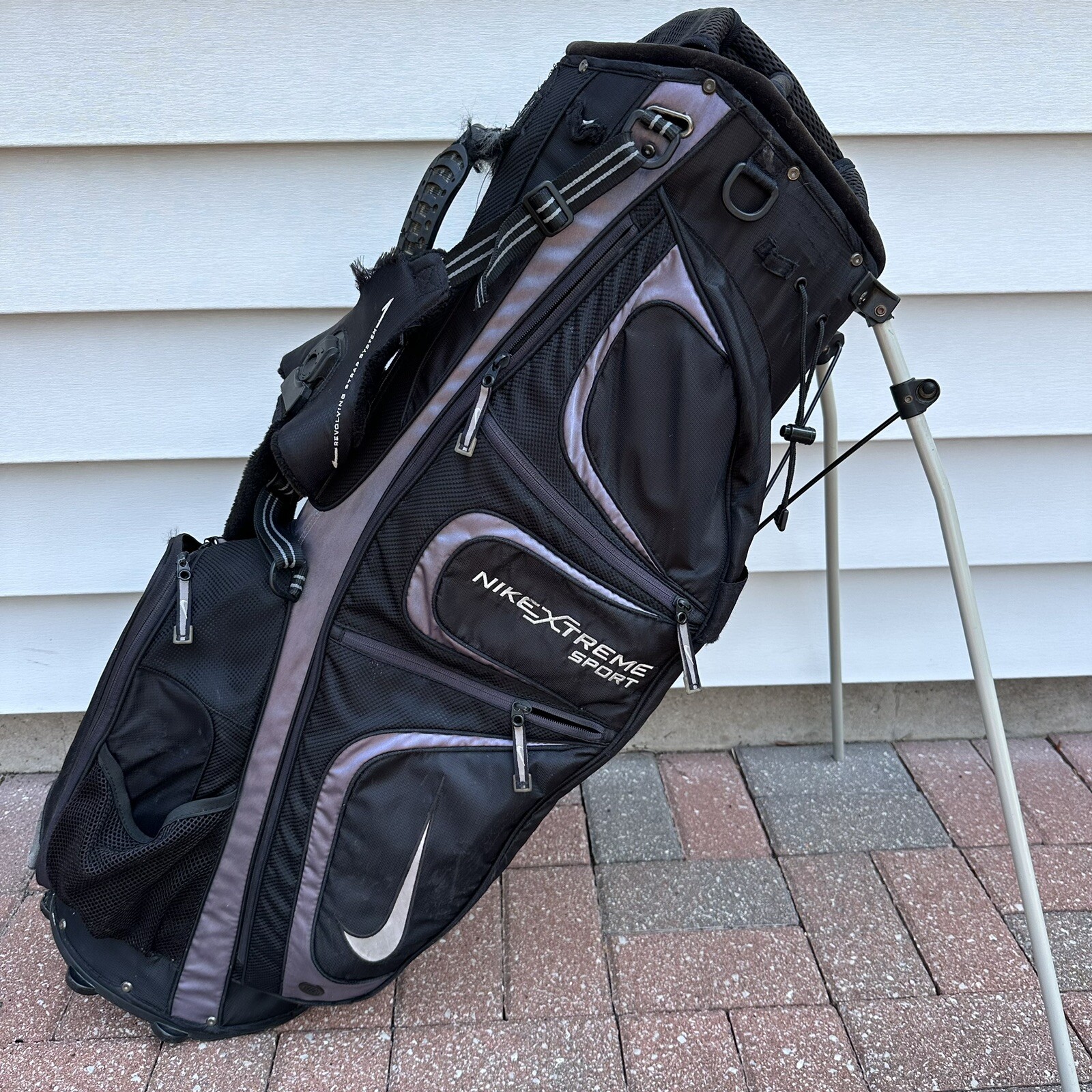 READ Nike Xtreme Sport Golf Bag Stand Carry 8 Way Black Grey Dual Straps