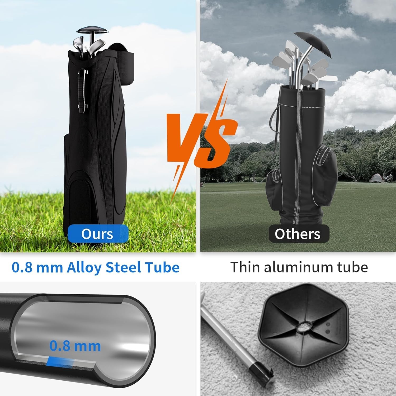Golf Travel Bag Support Pole, Heavy-Duty Alloy Steel Adjustable Club Protecti…