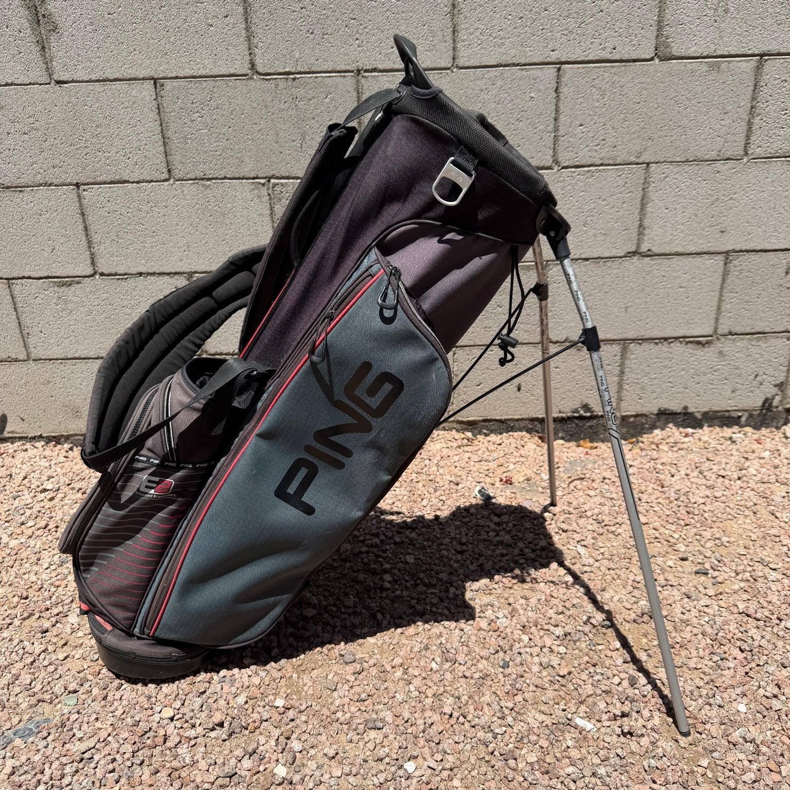 PING 4 Series Stand Golf Bag Durable Polyester Black Gray Red E2 Ergonomics