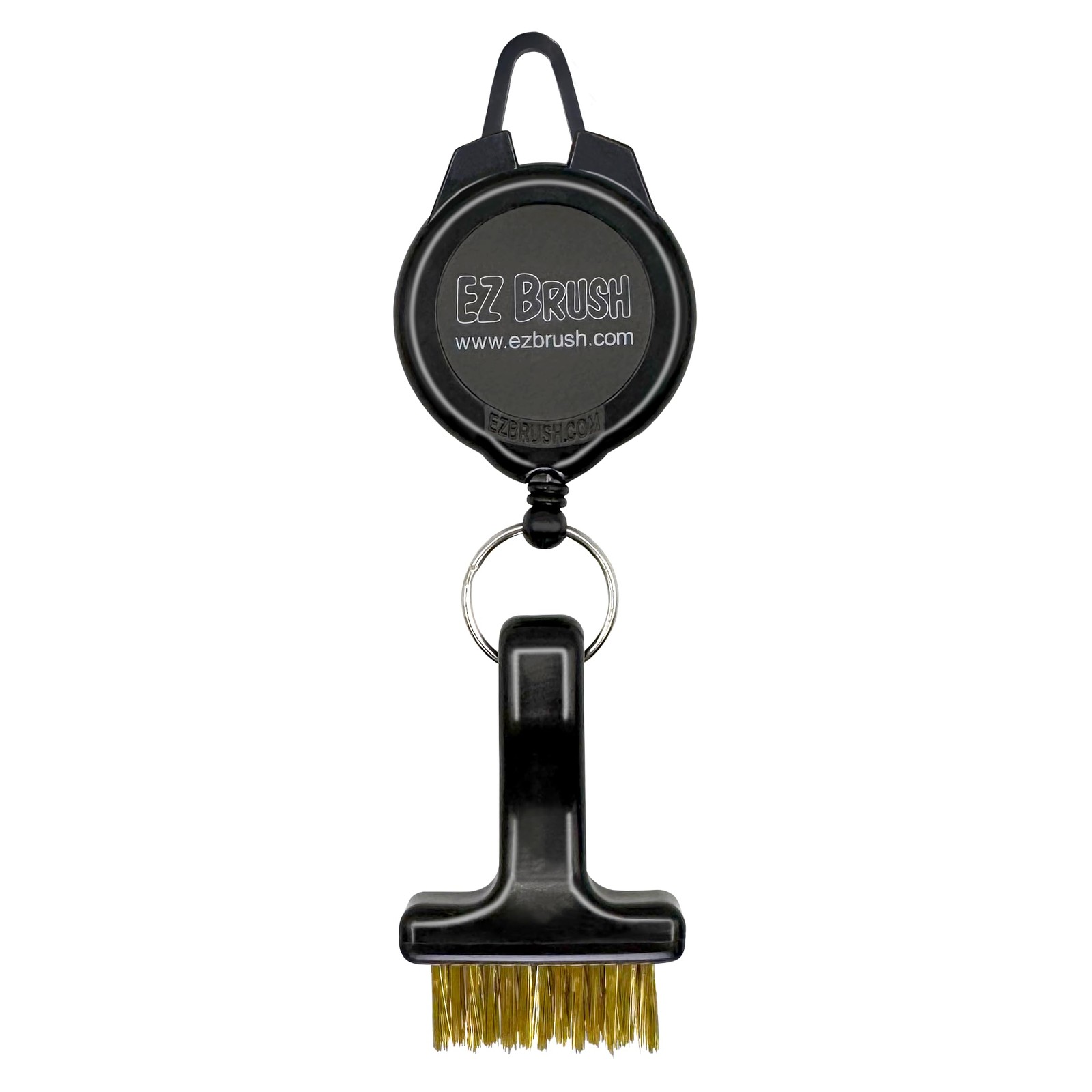 Mini Retractable Golf Club Brush Cleaning Tool with Clip and Brass Bristles