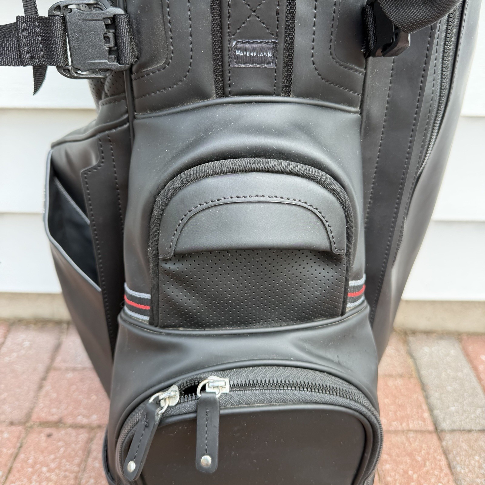 Sun Mountain Matchplay 14 Way Stand Golf Bag Black Vinyl Faux Leather Quilted