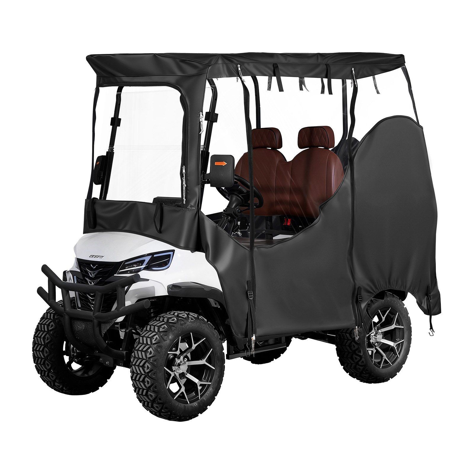 Full-Cover Golf Cart Cover 600D, Clear Forward View, Fits Up to 72″ Roof Length