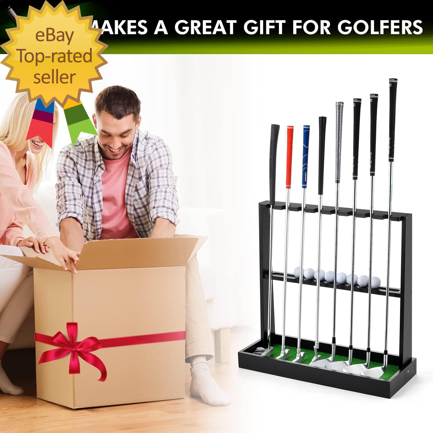Wooden Golf Putter Stand Golf Club Holder Stand Floor Display Rack Golf Club