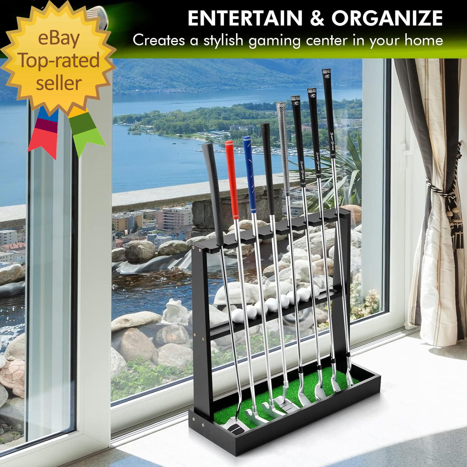 Wooden Golf Putter Stand Golf Club Holder Stand Floor Display Rack Golf Club