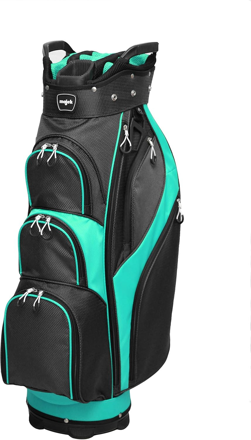 Premium Ladies Black Teal Golf Bag 9.5 Inch 14-Way Friendly Separator Top with P
