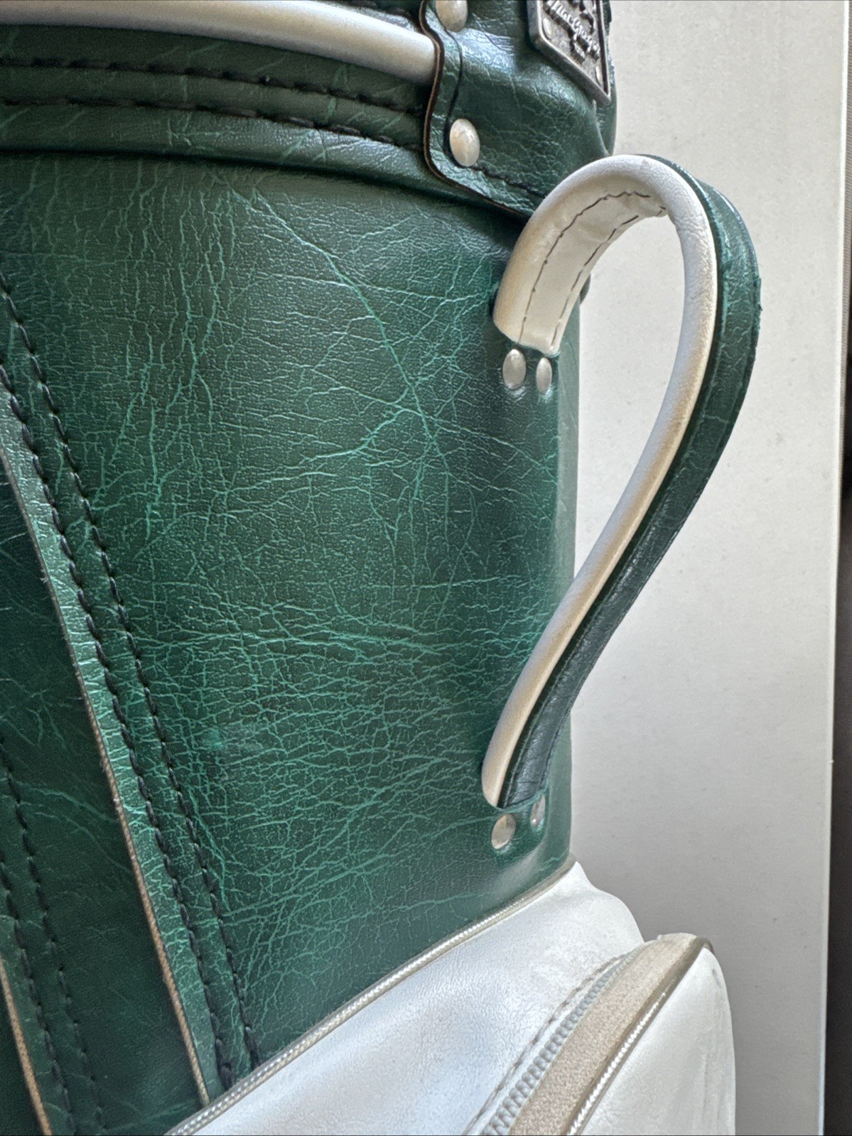 Vintage MacGregor Pro Only Den Caddy Golf Bag Green & White, Good Condition!