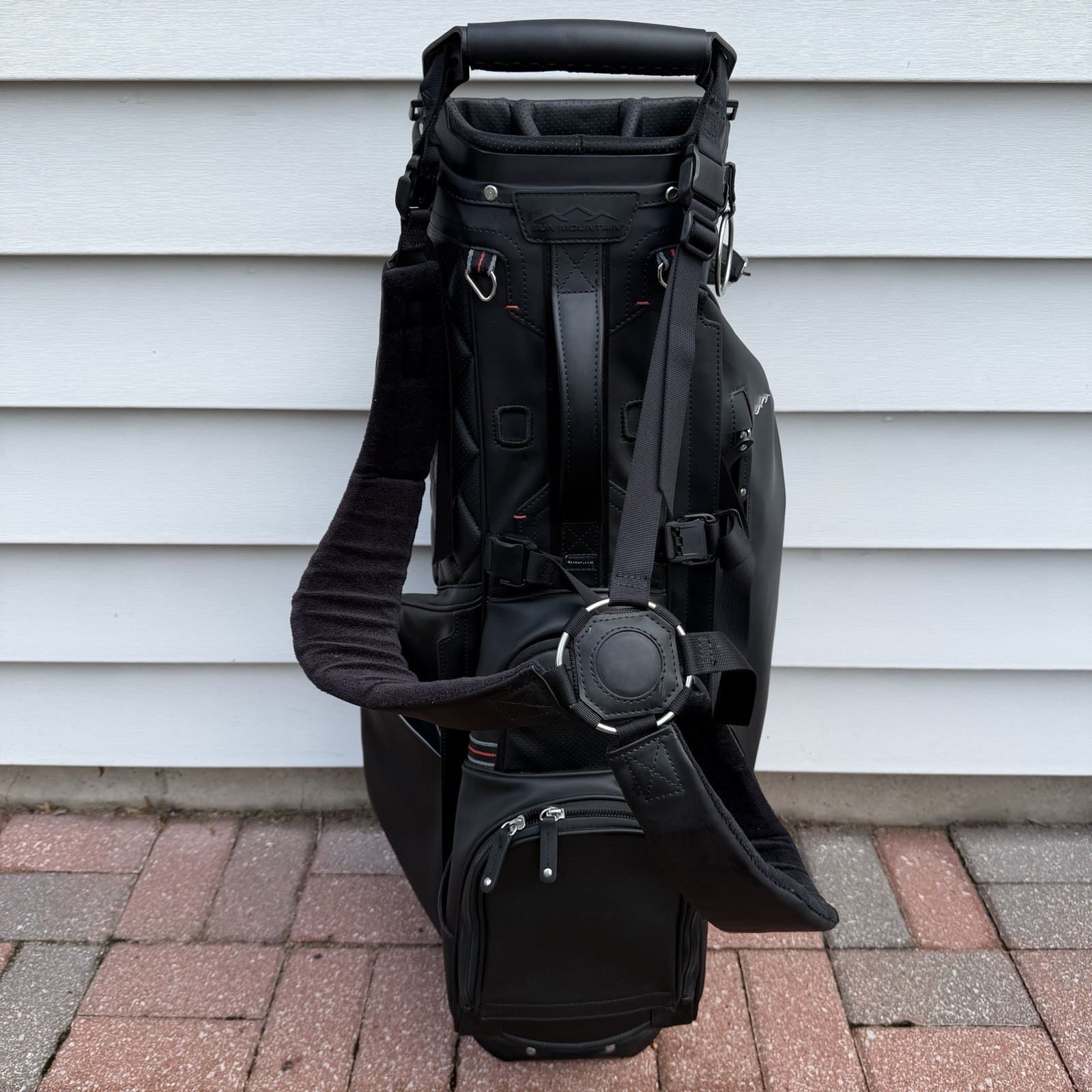 Sun Mountain Matchplay 14 Way Stand Golf Bag Black Vinyl Faux Leather Quilted