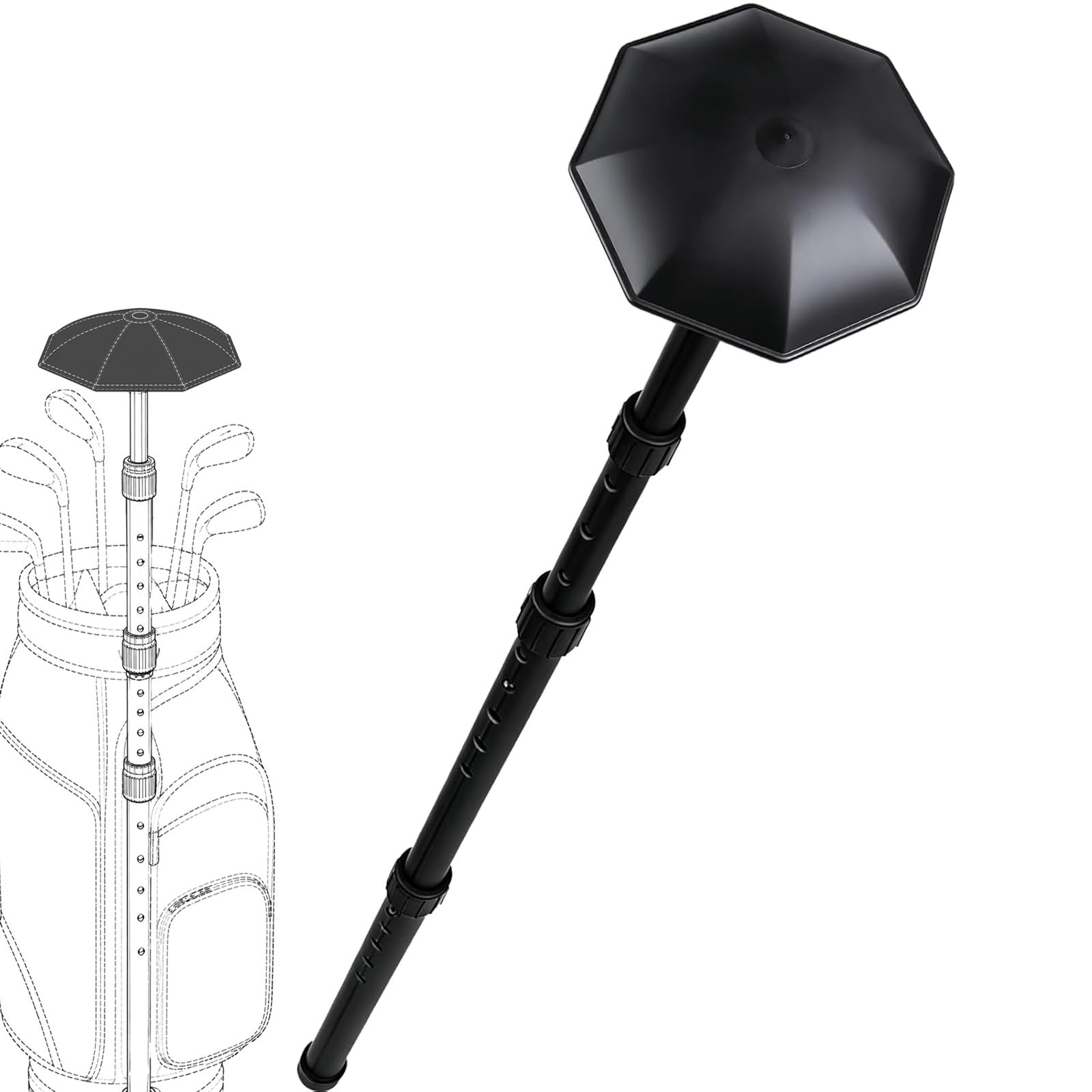 Adjustable Golf Travel Bag Support Pole, 21-52 Inch Aluminum Arm, Lightweight Cl