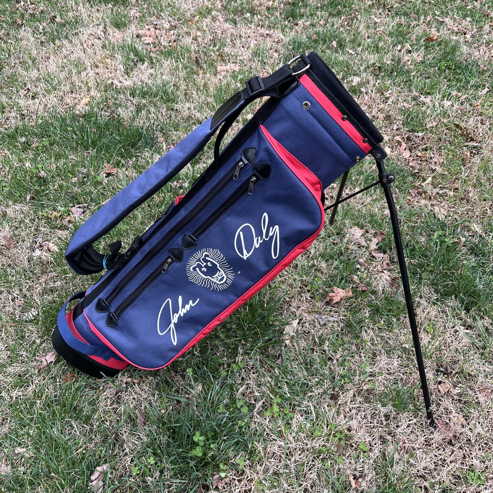 John Daly carry stand golf bag blue red single strap SWEET 4 way