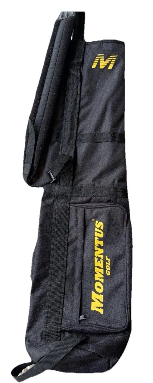 Momentus Sunday Golf Carry Bag, Black Cordura, Single Strap, Pocket, Divider.