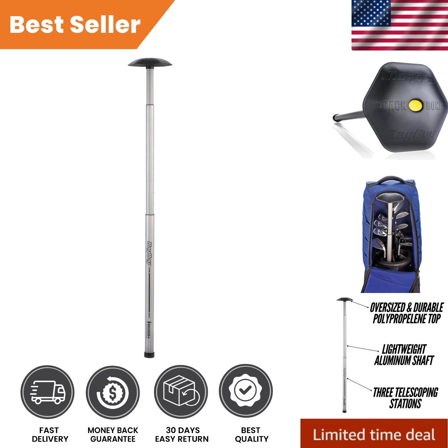 Black Backbone Golf Travel Bag with Telescoping Sections – Maximum Club Safety