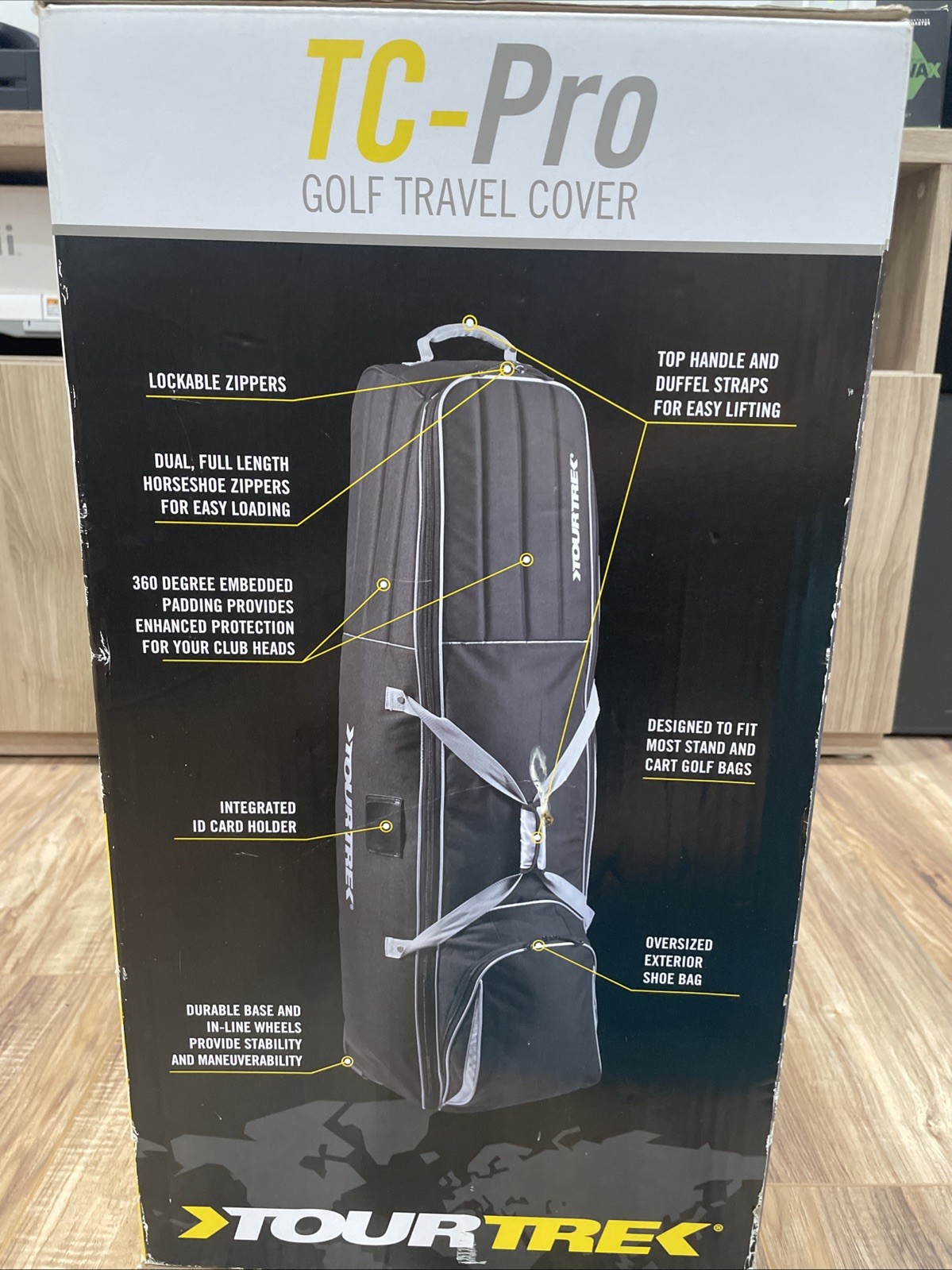 TourTrek TC-Pro Golf Clubs Bag Travel Cover, Collapsible NIB Black