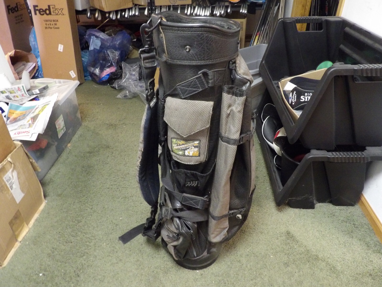 Belding The Bushwacker II Golf Cart Bag Black/Brown Padded Strap Very Nice!!