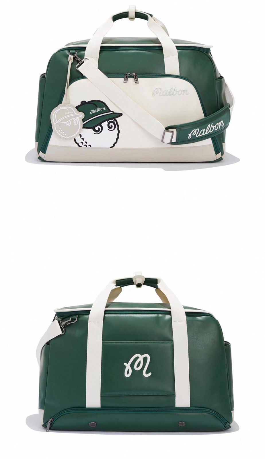 MALBON Golf Duffel Bag Green Cream Travel Weekender Carry On Tote Holiday Gift