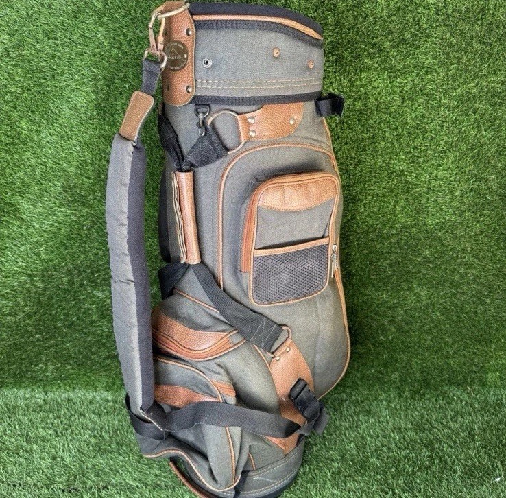 Datrek Tradition Series Canvas Golf Bag Carry Style Green Brown Orange Retro