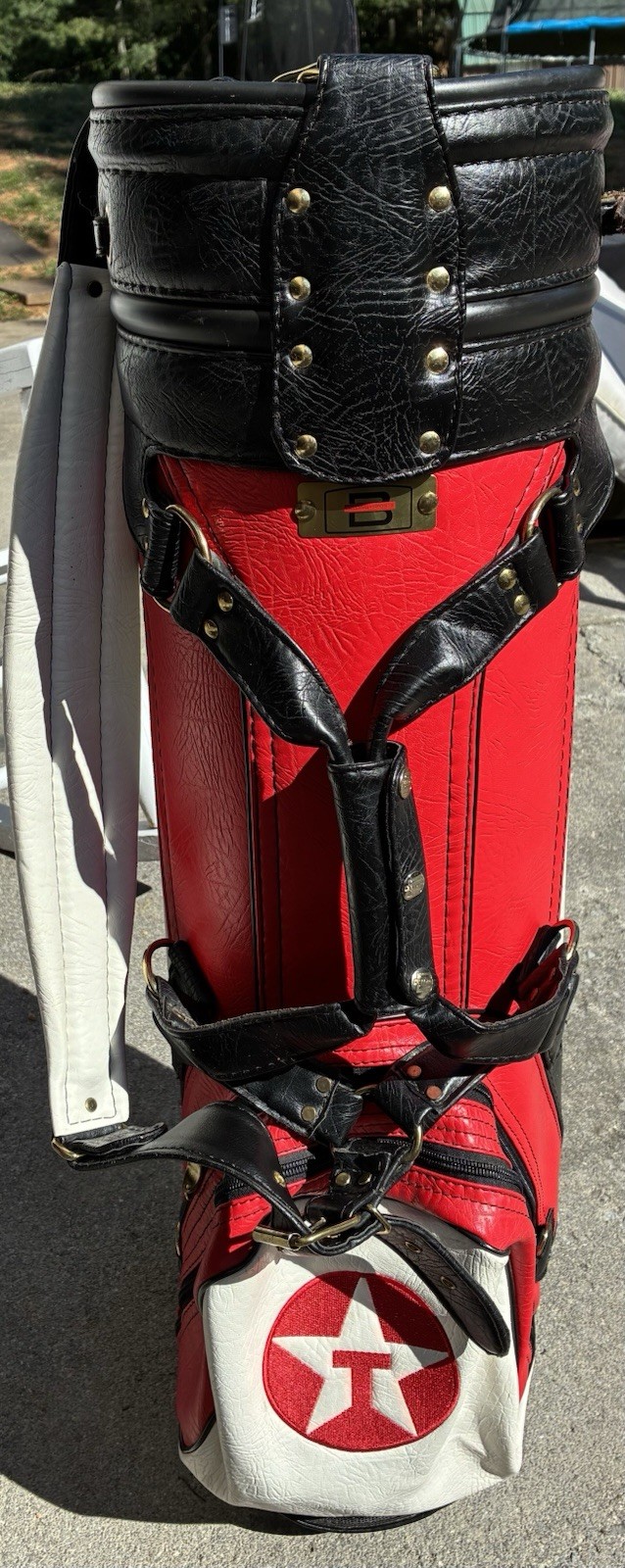 Vintage TEXACO Leather Golf cart Bag ⛳️ Super Rare Great Condition- Unicorn!!