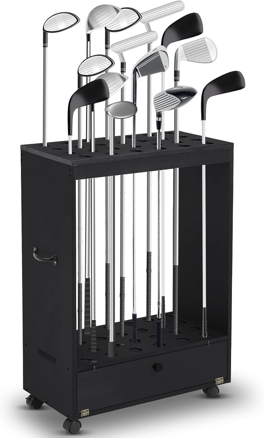 Golf Club Stand Holder Wooden Golf Club Organizer Putter Display Rack with Stora
