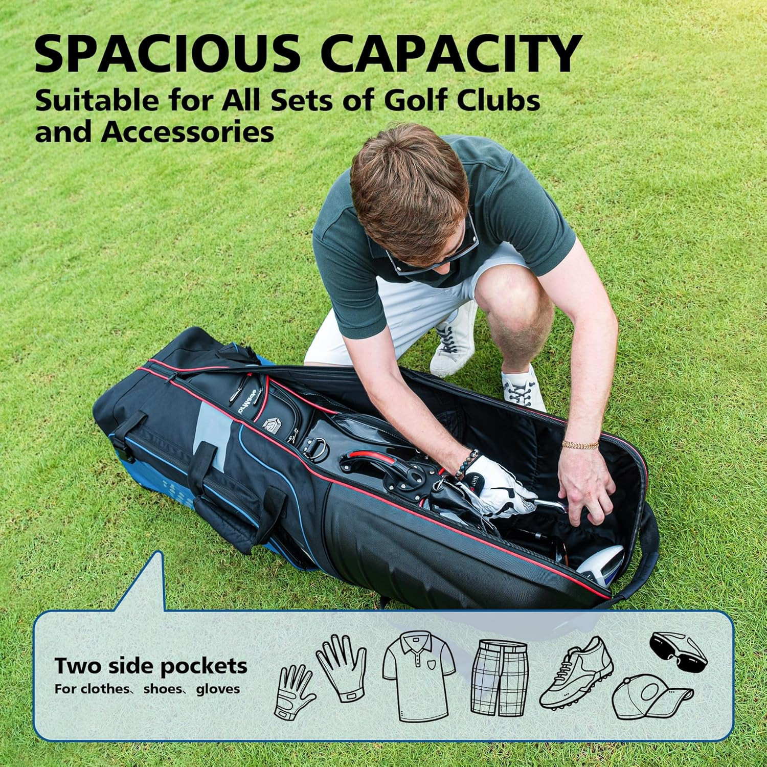 Golf Travel Bags for Airlines with Wheels, Hard Case Top and 1680D Heavy Duty Ox