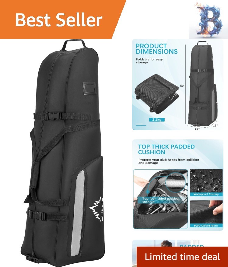 Soft-Sided Golf Travel Bag with Wheels – 600D Polyester Protection