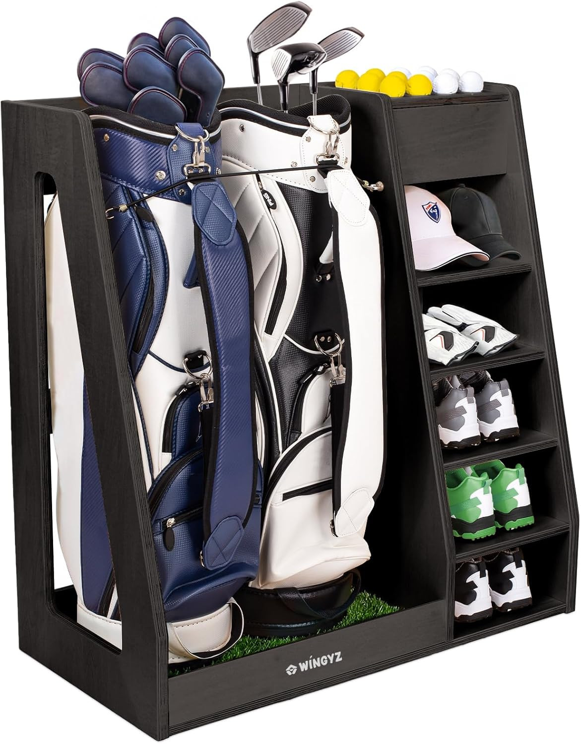 Premium Birch Plywood Golf Bag Storage for 2 Bags | 36Lb Rock-Solid Golf Bag Org