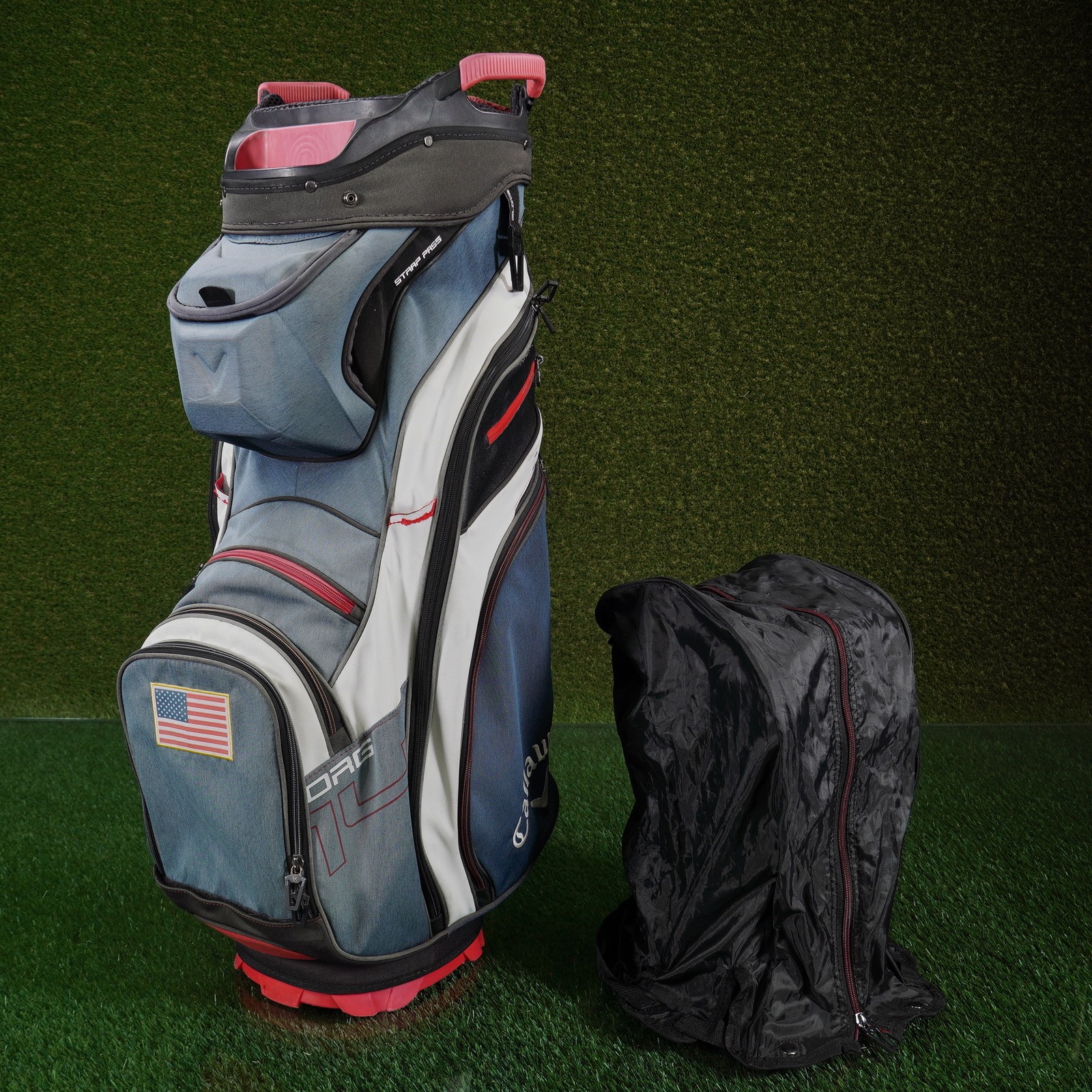 Callaway ORG 14 2019 Cart Golf Bag Red White Blue 14-Way USA Flag W/ Rainhood!