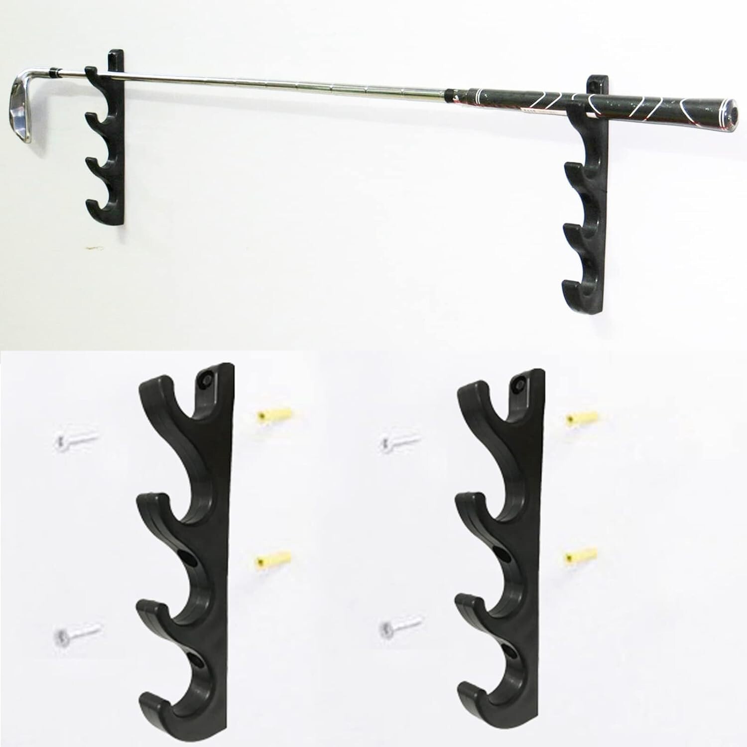 Golf Club Display Shelf Wall Mount Rack Storage Holder Holds 4 Clubs