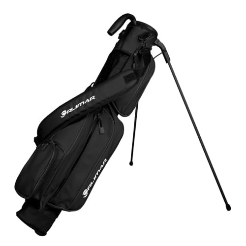 Pitch ‘N Putt Elite Synthetic Leather Sunday Golf Bag with Stand for Men Black